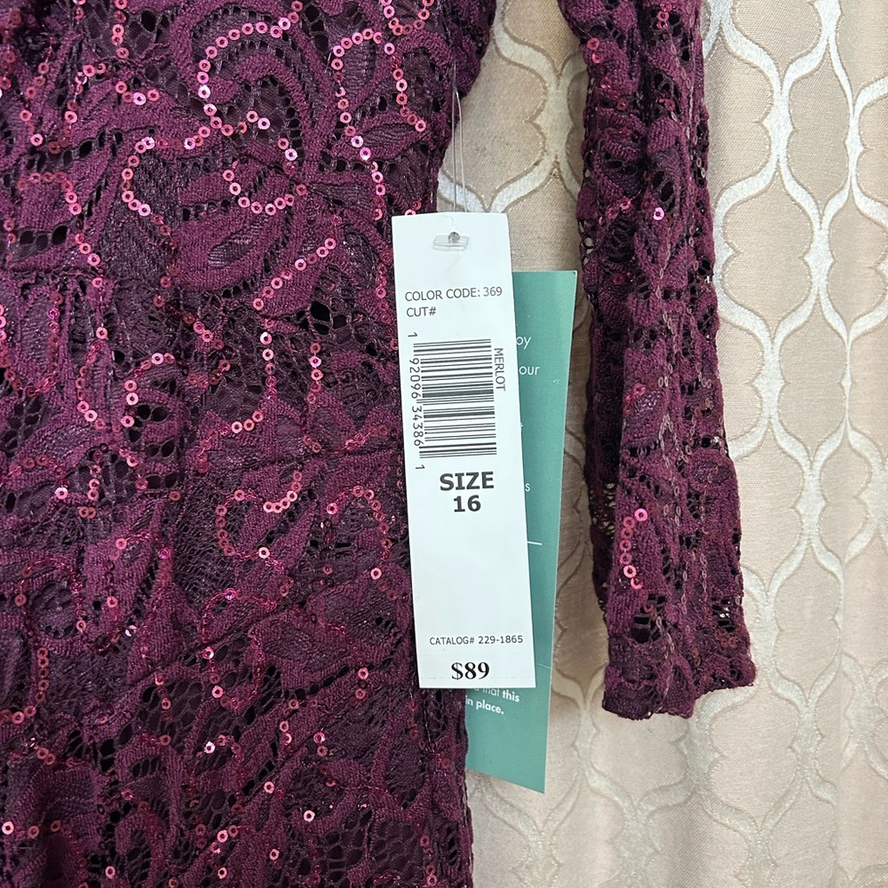 Blu Sage Long Sleeve Burgundy Sequin Dress - Picture 3 of 4